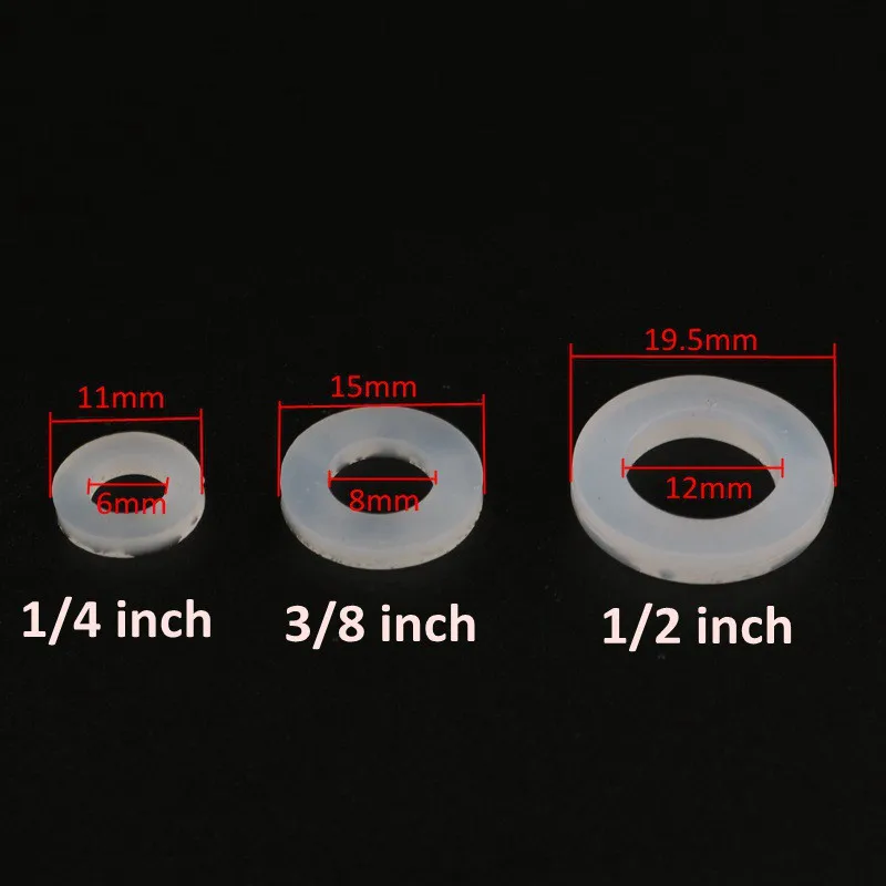 

3/5/10Pcs O Ring 1/4" 3/8" 1/2" 3/4" 1" Silicon Flat Gasket O-Ring Seal Washer Faucet Washer White