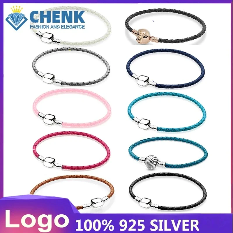 SL1 2022 Soft leather rope bracelet with sterling silver button Bracelet Making Stone For Momen Charms For Jewelry Making Bulk