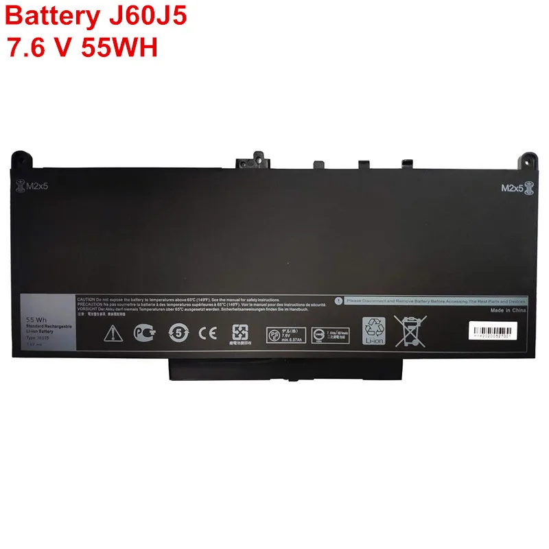 

7.6V 55Wh Genuine Original J60J5 Laptop Notebook Battery For Dell Latitude E7270 E7470 MC34Y 242WD GG4FM Rechargable