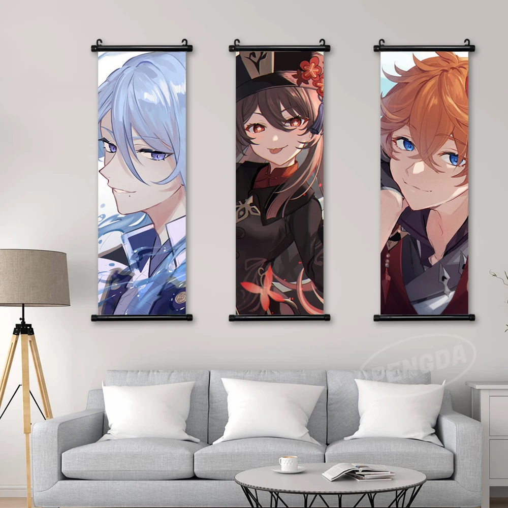 

Настенное художественное изображение Genshin Impact Фреска каэйа альбергич плакат свиток аниме подвесная картина камисато айато холст печать до...