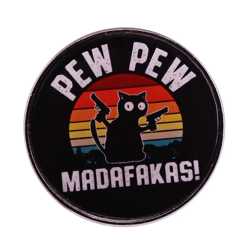 

Cute Gun-toting Cat Mafia Enamel Pin Wrap Clothes Lapel Brooch Fine Badge Fashion Jewelry Friend Gift