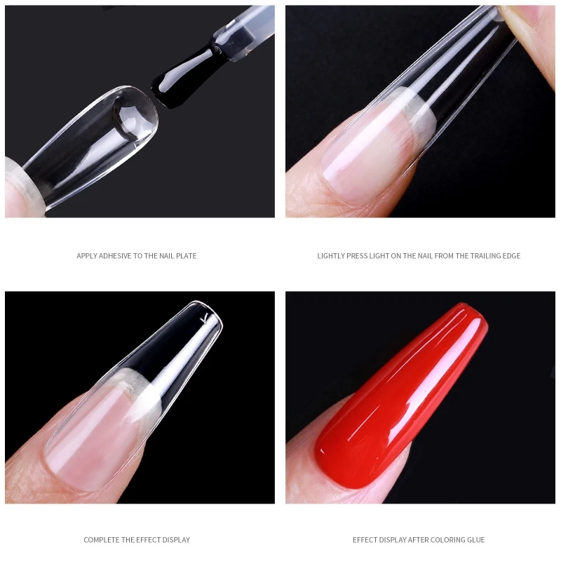 

Soft Gel Full Cover Nail Tips Coffin Almond Square Stiletto False Nails Clear Fake Press on Nails for Nail Art Design