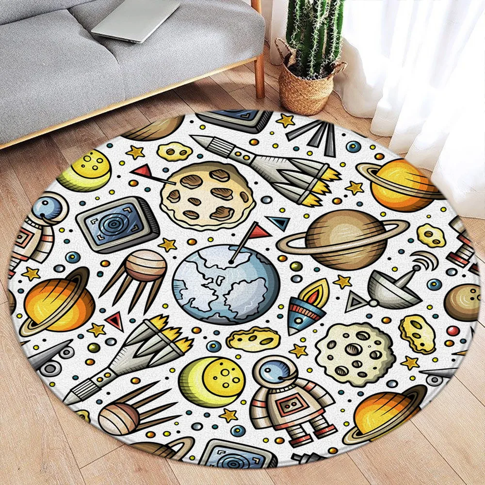 Мультяшный круглый ковер с планетами милая детская спальня гостиная украшение