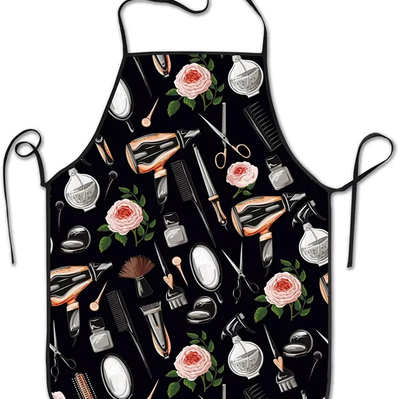 

Scissors Flower Pattern Kitchen Cooking Oil Repellent Accessories Apron Coffee Shop Apron Cleaning Tool Antifouling Accessories