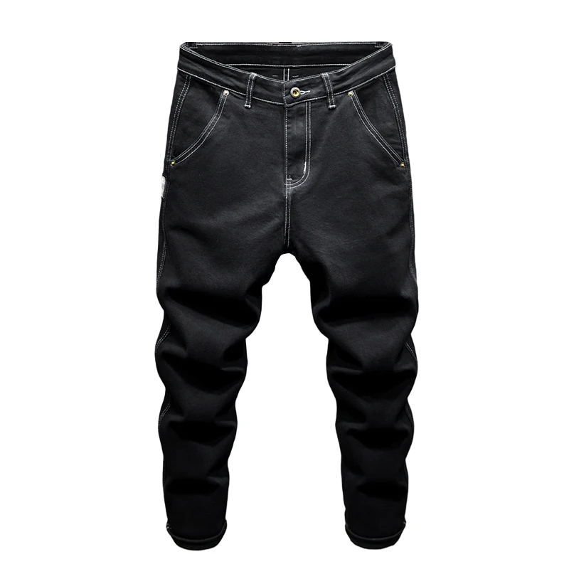 

Black Jeans For Men Loose Fit Stretch Baggy Wide Leg Casual Denim Trousers Oversized Streetwear Jean Homme Fashionable Cowboys