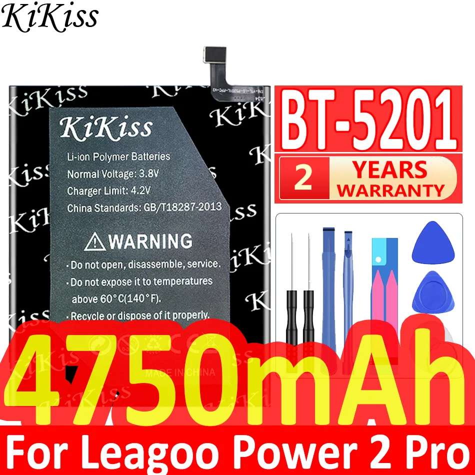 

Высококачественный аккумулятор KiKiss 4750 мАч для LEAGOO Power 2 Pro Power2 Pro BT-5201 BT5201 BT 5201, аккумулятор