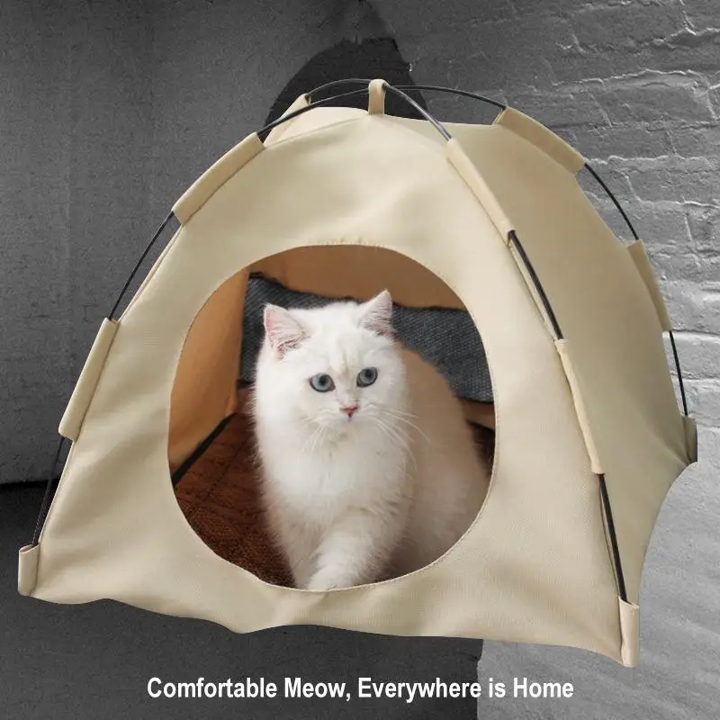 

Convenient Portable Cat Bed for Spring and Summer - The Perfect Pet Tent for Your Furry Friend