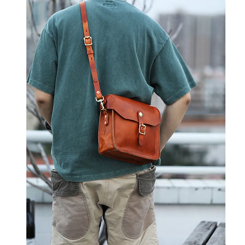 Outdoor casual luxury genuine leather men's small cross-body bag weekend daily high-quality real cowhide phone shoulder bag