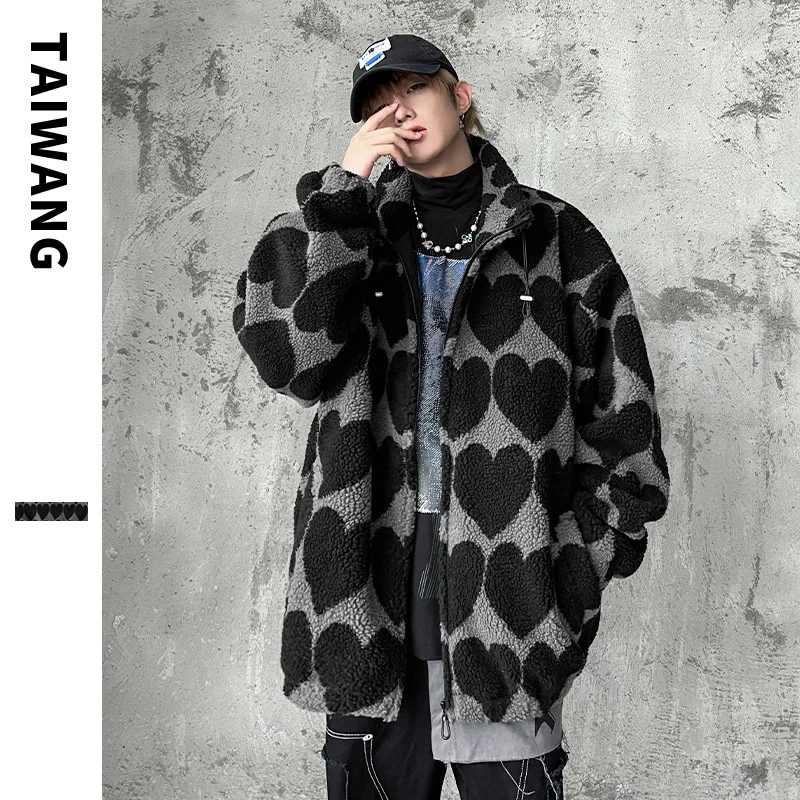 

Куртка мужская зимняя свободного покроя, брендовая парка с подкладкой из овечьей шерсти, пиками и сердечками, на осень-зиму