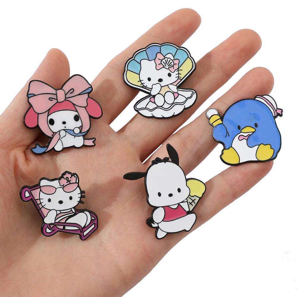 Sanrio Hello Kitty джинсовая куртка броши мультяшная мелодия Pochacco эмалированные булавки