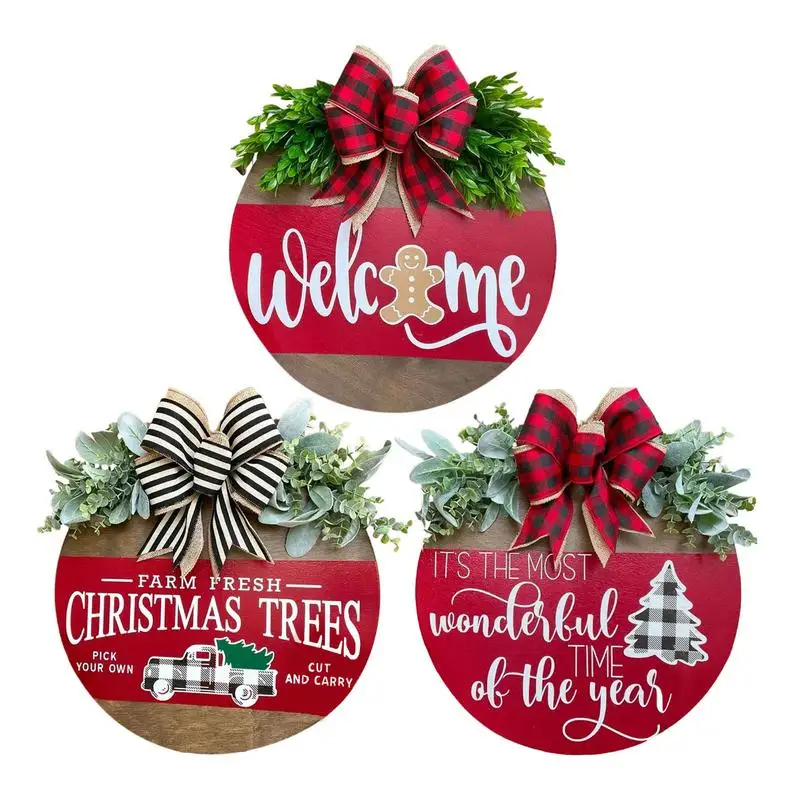 

Christmas Welcome Sign For Front Door Seasonal Welcome Sign Front Door Decoration Wood Wreaths Wall Hanging Christmas Decor