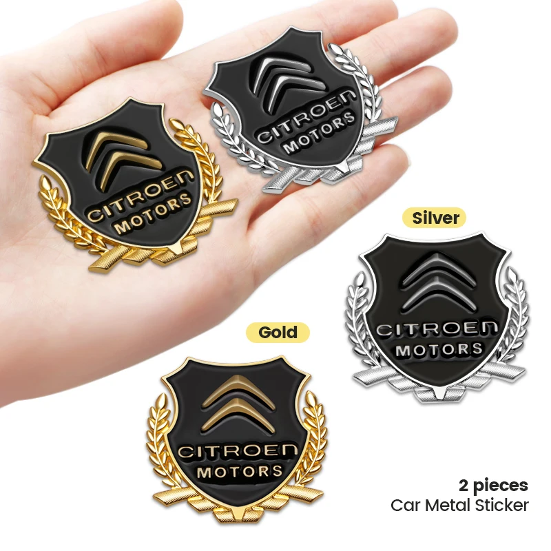 2Pcs Auto Badge Body Trunk Decoration Metal Car Emblem Styling Stickers For Citroen C4 C1 C5 C3 C6 C8 DS Berlingo Accessories - купить по