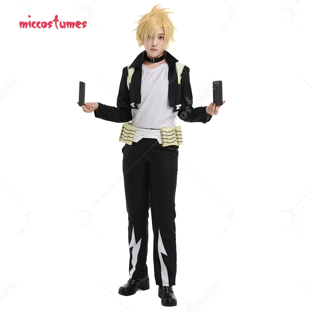 Unisex Denki Kaminari Jacket Set Cosplay Costume Outfits with Choker and Waist Belt