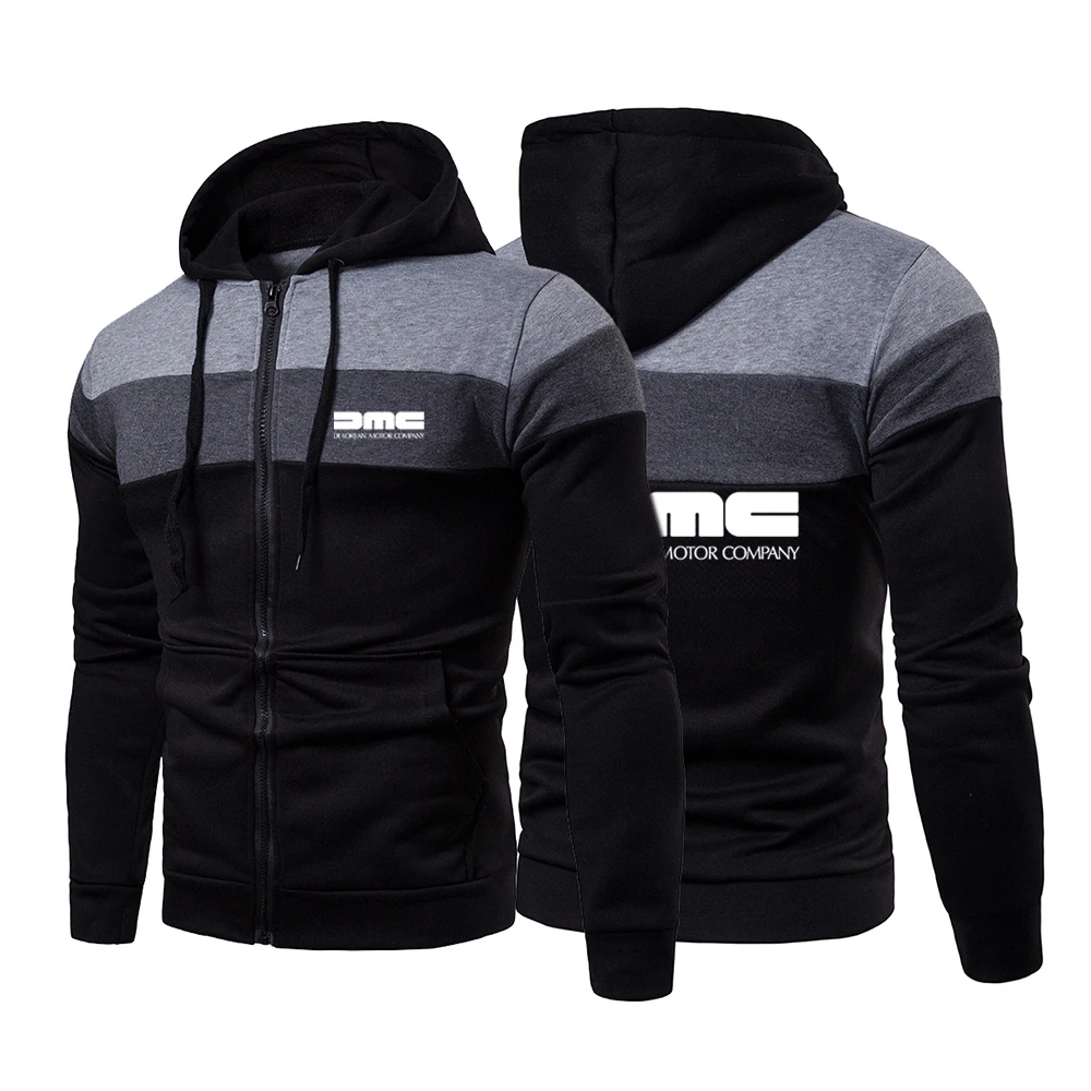 

2022 Men's Delorean Motor Company Comfortable College Movement Hoodies Printing Splicing Popular Hooded Zipper Jacket Coat