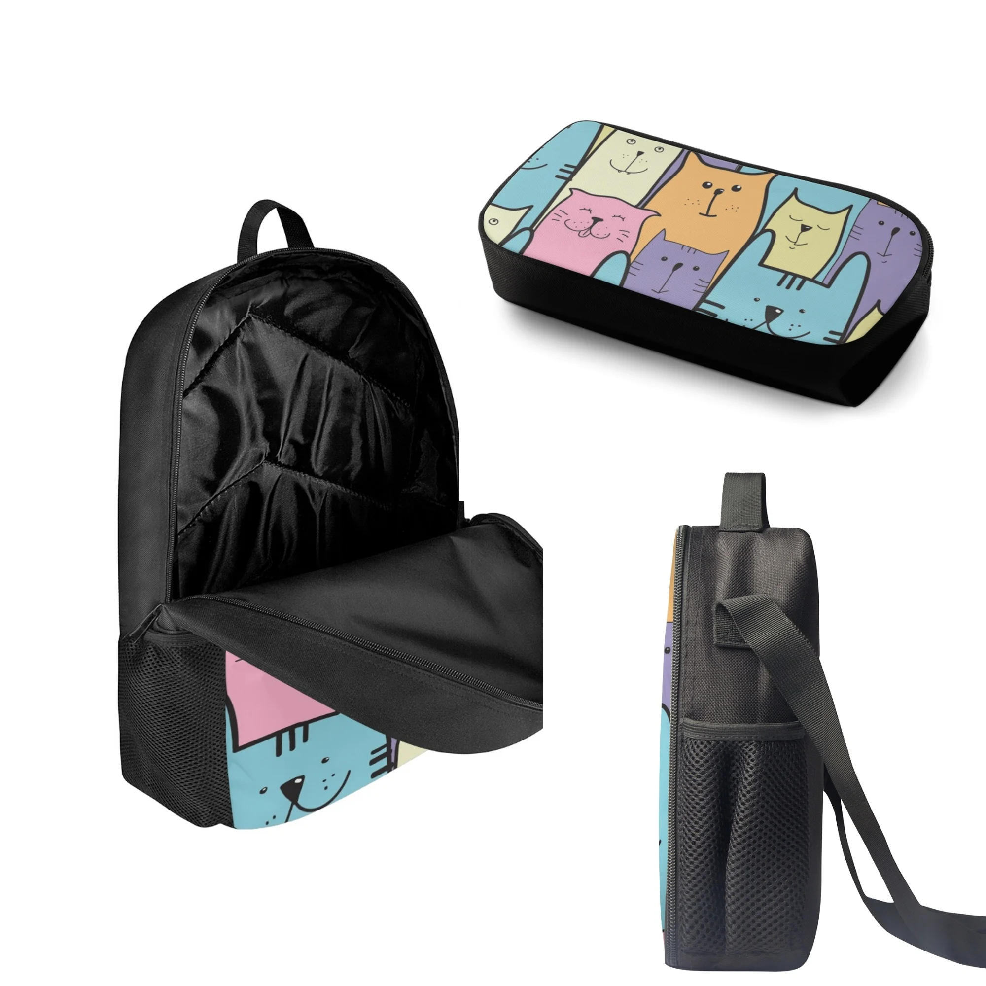 Custom Photo Girls Kawaii Book Backpack Cartoon Cat Print Adjustable School Bag Girls Big Capacity School Schoolbag 2022 Mochila