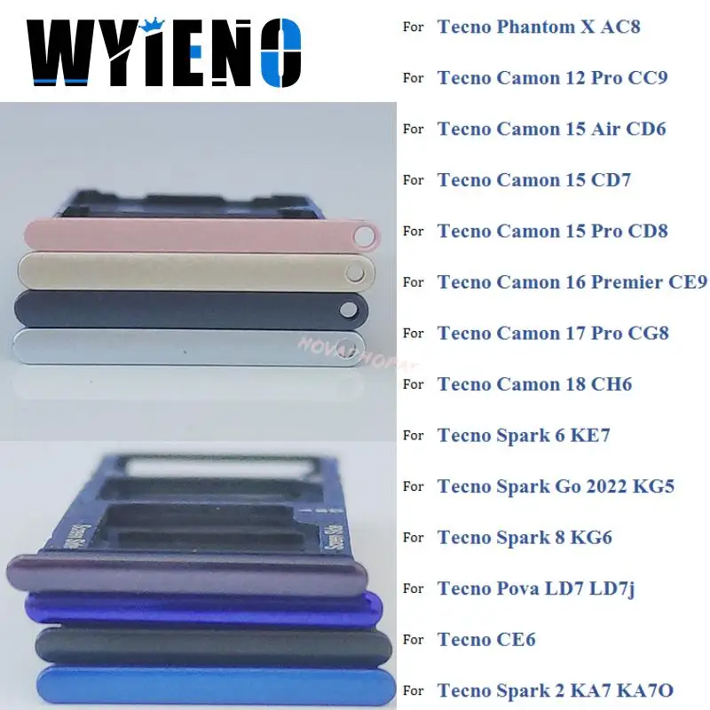 Держатель лотка для SIM-карты адаптер слота считывателя Tecno Camon 12 15 16 17 18 Spark 6 Go 2022 8 2