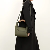 women niche unique design vintage split leather shoulder bag for lady retro green black grey camel crossbody bag