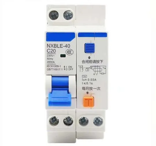 

NXBLE-40 1P + N выключатель защиты от утечки 230 В 10A 16A 20A 25a 32A 40A Автоматический выключатель остаточного тока