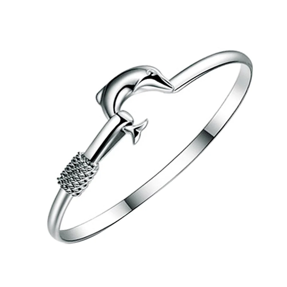 

Women Fashion Bracelet Silver Plated Vivid Dolphin Pattern Bangle