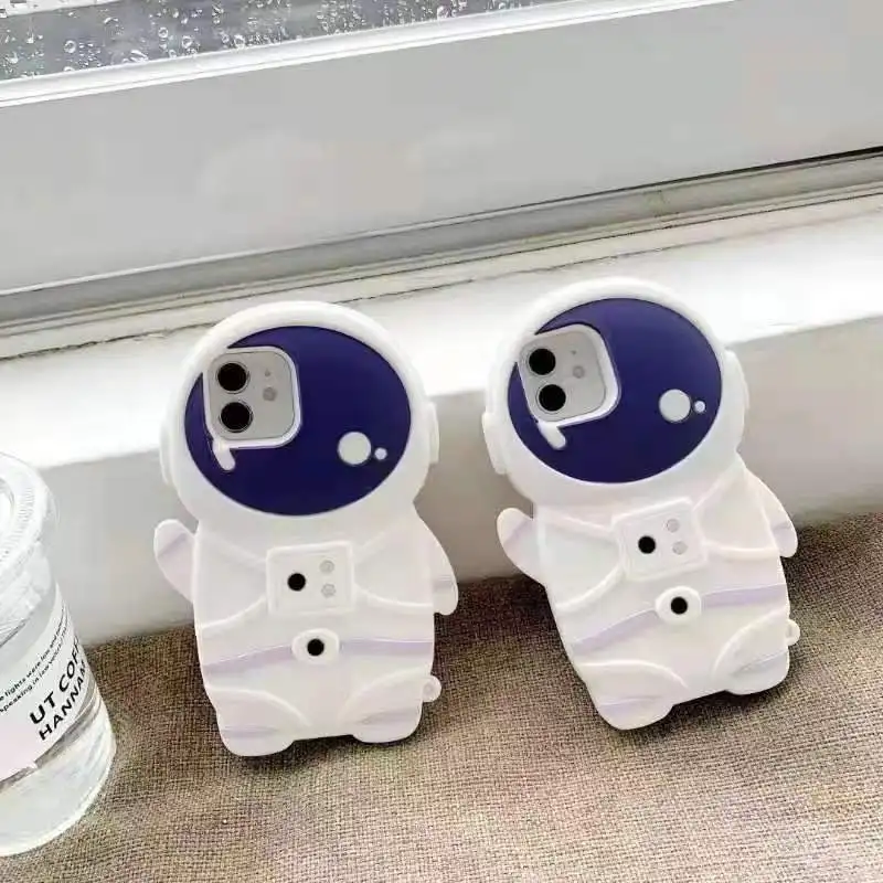 

1PC Astronaut Silicone Phone Case for IPhone 11 Pro Max 12 Mini X Xs Xr 6 7 8 Plus Kawaii Spaceman Mobile Phone Protective Shell