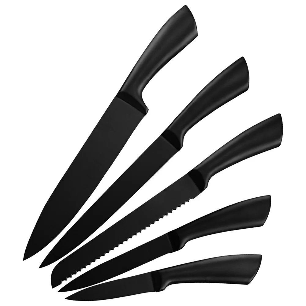 

XYj Stainless Steel Black Knives Set 5Pcs Chef Slicing Bread Utility Paring Knife Kitchen Tools Meat Vegetable Cooking Knife Set