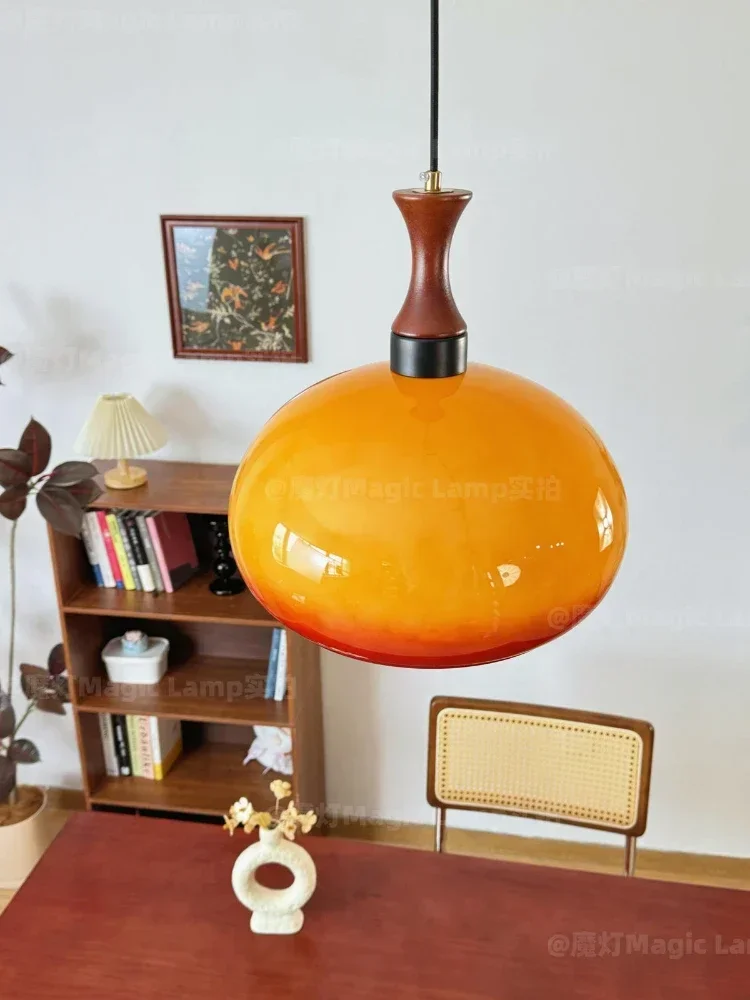 Винтажный стеклянный потолочный светильник в стиле ретро деревянный журнальный