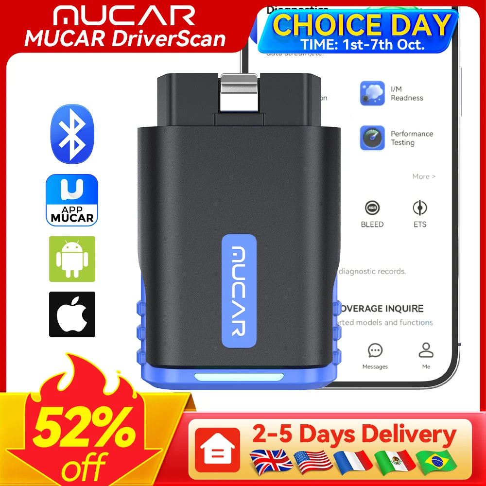 

MUCAR DriverScan OBD2 Сканер Интеллектуальный диагностический инструмент Полная диагностика системы 15 сбросов Двунаправленный считыватель кодов 1 год бесплатно