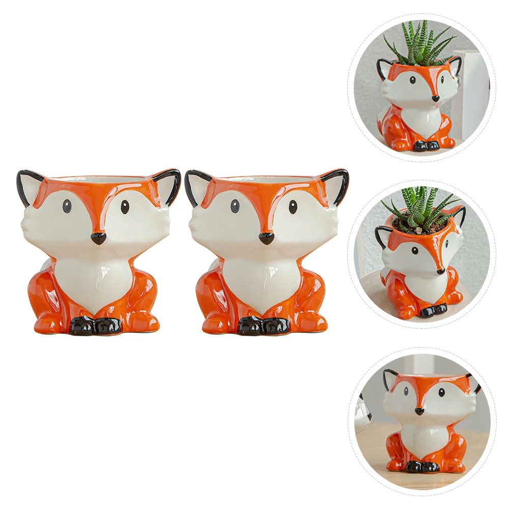 

2pcs Decorative Adorable Ceramic Practical Flowerpots for Office Outdoor Indoor