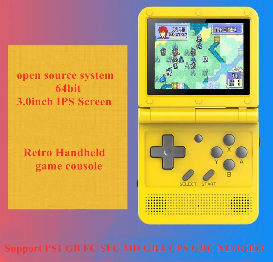 V90 3.0 Inch Flip Handheld Game Console Open System 64 Bit PS1 FC GB Retro Video Games Player Mini Pocket Console Kids Gift