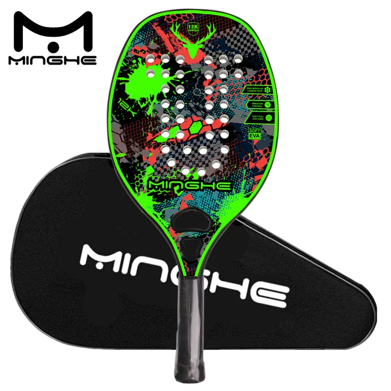 

Ракетка для пляжного тенниса Minghe 12k из углеродного волокна с грубой поверхностью и сумкой