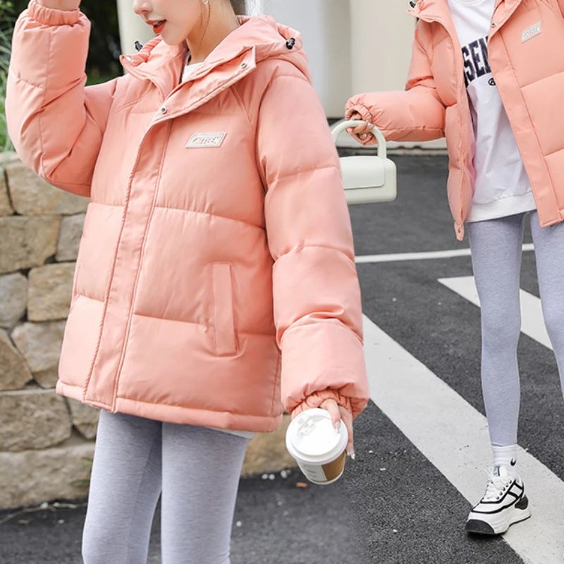 2022 New Winter Hooded Parka Warm Female Cotton Padded Coat Casual Outwear Elegant Parkas Women Glossy Down Cotton Jackets