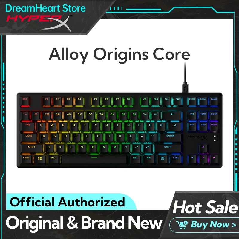 

Оригинальная игровая клавиатура HyperX Alloy origin Core 87 с 104 клавишами, RGB подсветка, механическая клавиатура для киберспорта, игровая клавиатура для ПК, ноутбука