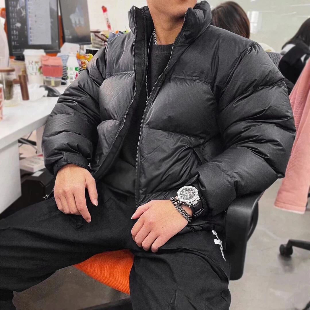 

Men's winter warm jacket casual stand collar fluffy thick coat coat