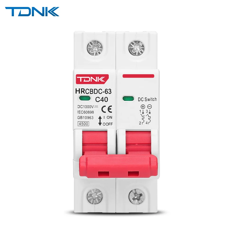 Фото Солнечный мини-выключатель 2P DC 1000V с защитой от перегрузки 6A 10A 16A 20A 25A 32A 40A 50A 63A для фотоэлектрической фотоэлектрической системы №1