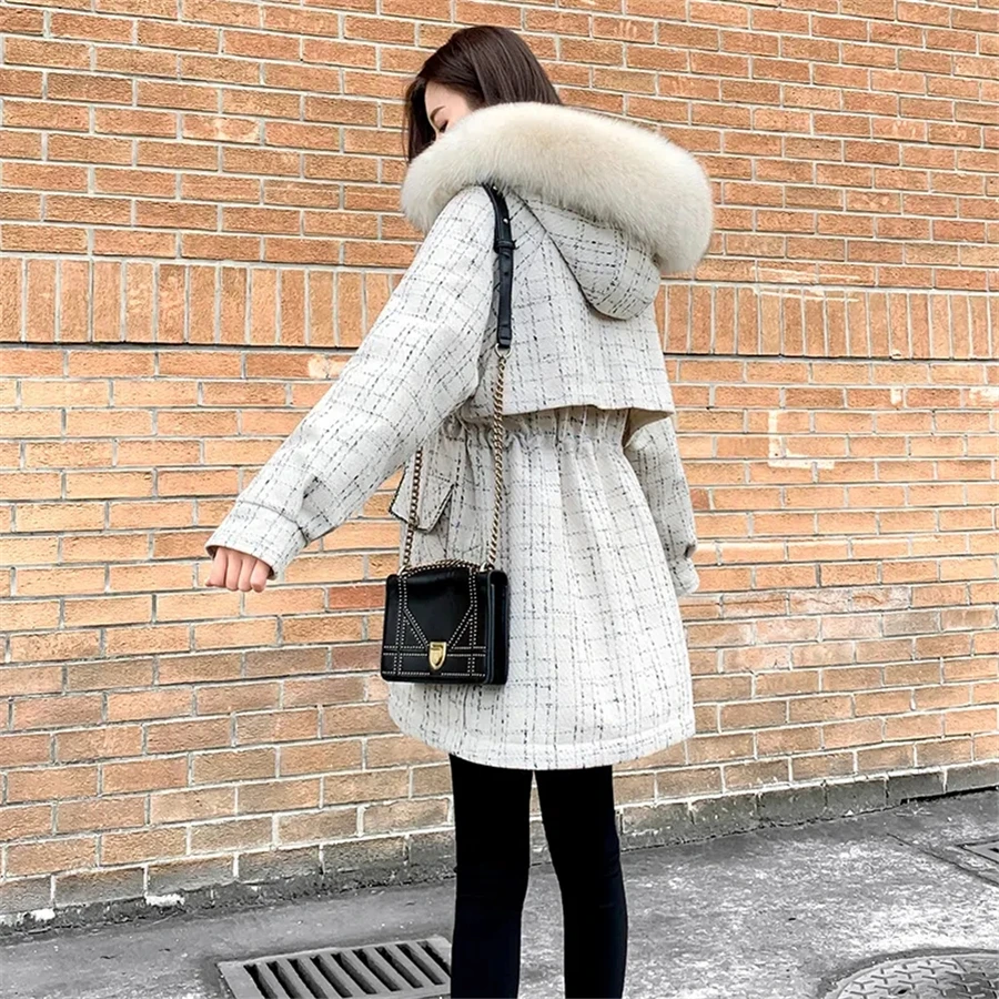 Faux Fur Collar Thicken Vintage Mid-length Parkas Winter Warm Loose Coat Cotton Padded Jackets Casual Korean Snow Wear Outwear