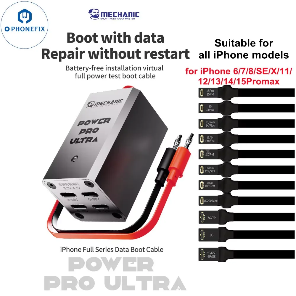 

MECHANIC Power Pro Ultra для iPhone, 6-15 минут, тестовый кабель питания, активация материнской платы с одним ключом и 15 разъемами FPC