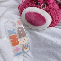 ins korean flower bear phone case cool decor tansparent tpu cute phone case for iphone 13 12 11 pro x xr xs max protection case