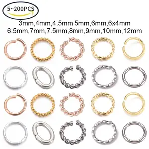 50pcs/lot 12mm Alloy Round Jump Rings Twisted Open Split Rings Connectors  For Diy Jewelry Making Findings Accessories Supplies