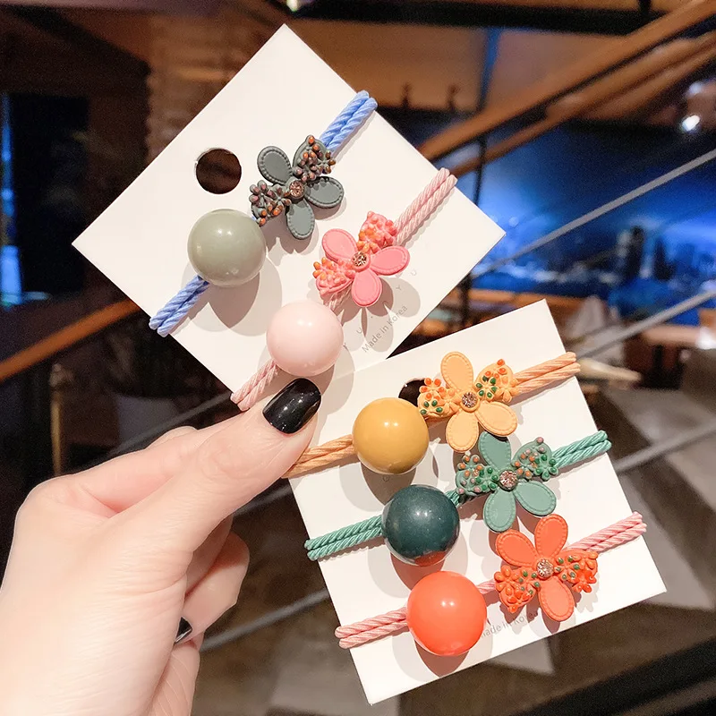 

5PCS Colorful 2 in 1 Knot Elastic Rubber Bands Flower Hair Accessories For Women And Girls Tie Ponytail Holders Headwear