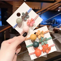 5pcs colorful 2 in 1 knot elastic rubber bands flower hair accessories for women and girls tie ponytail holders headwear