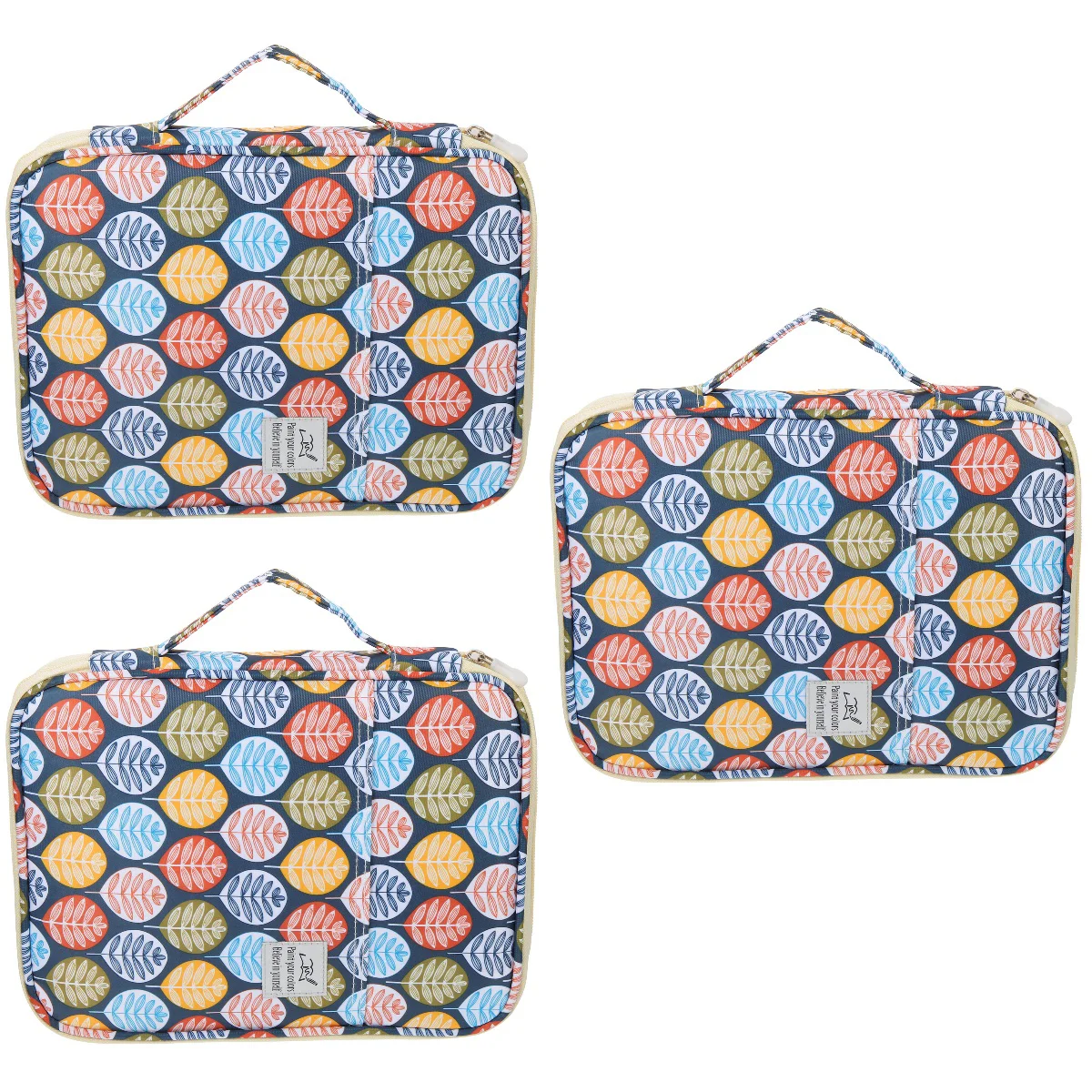 

3pcs Colored Bag Multi-function Pens Bag Sketch Case Zipper Design Pen Bag Bag