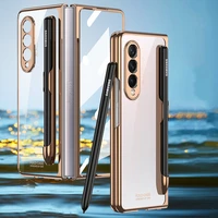 anti fall transparent case for samsung galaxy z fold 3 luxury cover for samsung z fold3 w22 shockproof case with screen glass
