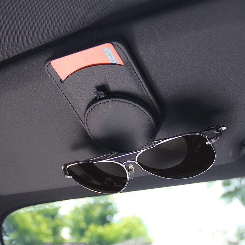 

Car Sun Visor Sunglasses Clip Universal Sunshade Glasses Business Cards Bill Holder Clip Leather Spectacle Frame Car Interior