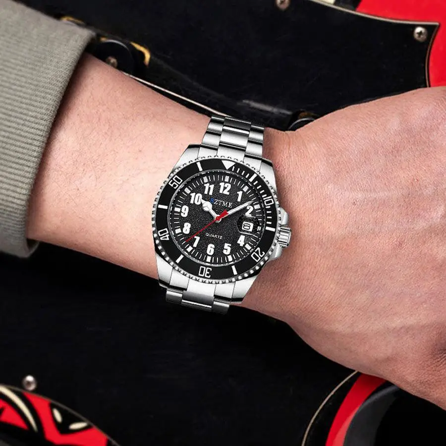 Новые мужские модные часы со стальным ремнем светящаяся функция указателя и