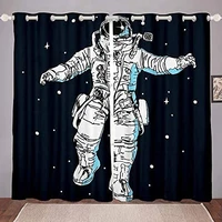 astronaut curtains galaxy window treatment starry sky curtain panels outer space solar system universe window drapes for kids