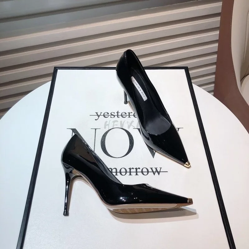 Fashion PU Leather High Heels Shoes Women Pumps Pointed Toe Office Shoes Stiletto Women Shoes Wedding Party Elegant Pumps  Mujer