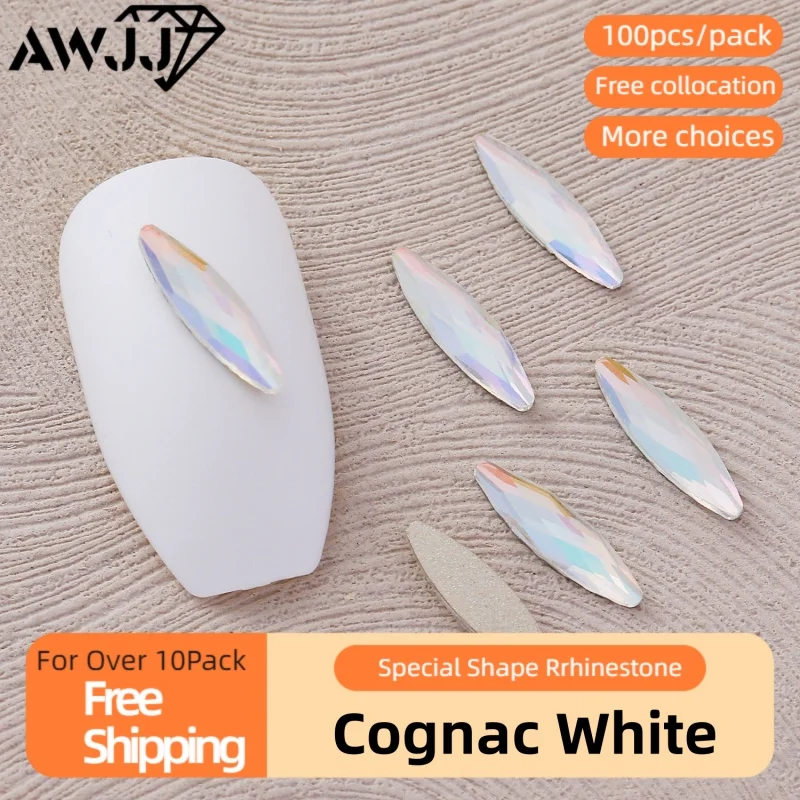 Белые самоклеящиеся стразы для ногтей 100 шт.