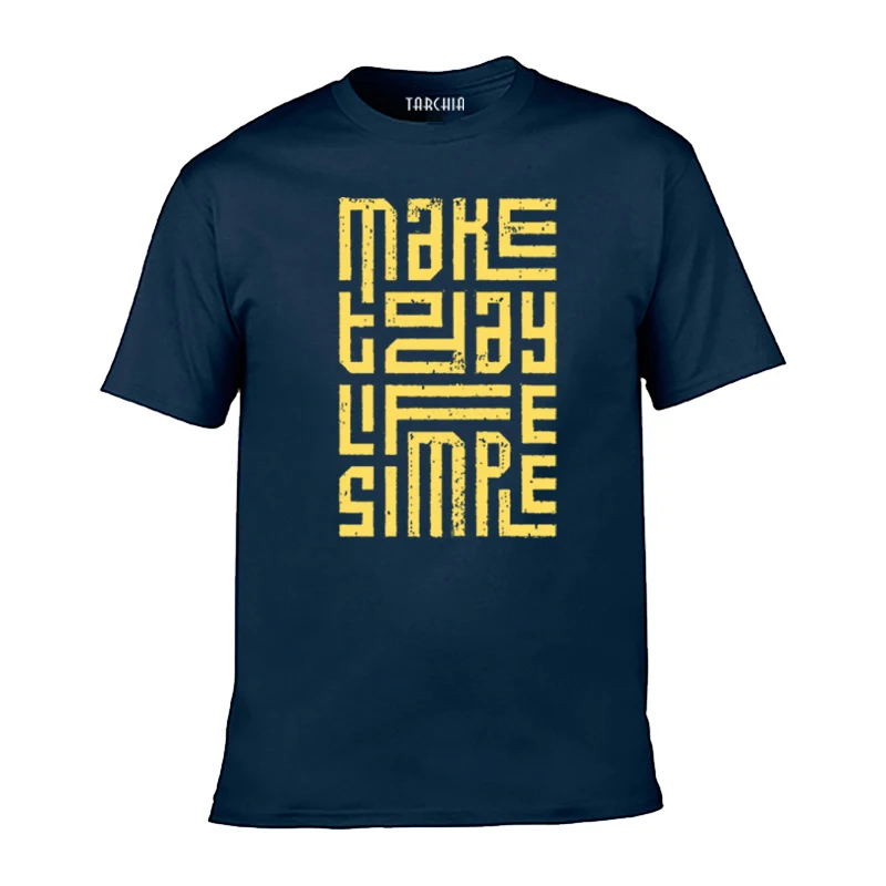 

TARCHIA 2022 Homme Sleeve Spring Print Tees Tops Casual Men New Cotton Slim Fit T Shirt Make Today Life Simple Oversized Cheap