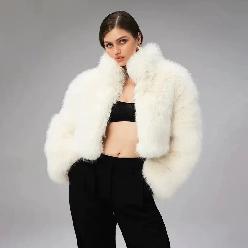 NIGO женское зимнее меховое короткое однотонное повседневное свободное пальто с