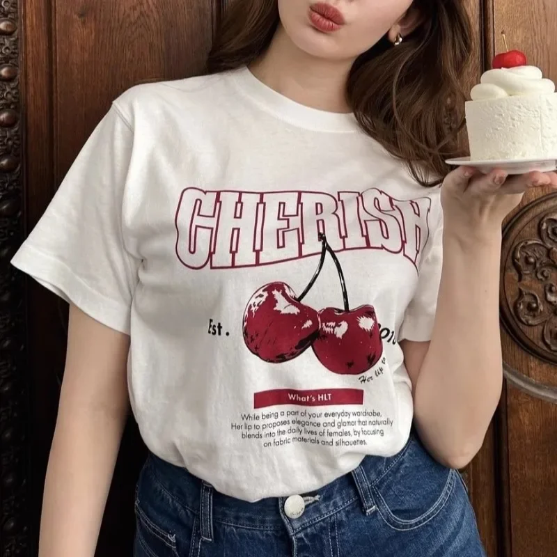 Женская летняя футболка с круглым вырезом и коротким рукавом